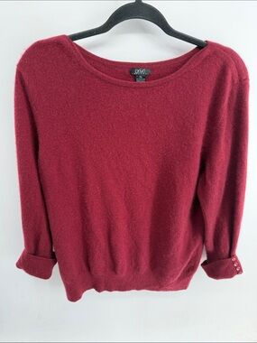 Prive Cashmere 100% cashmere wide neck cuffed 3/4 sleeve knit pullover sweater